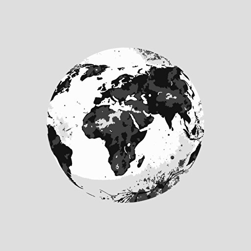 vector, globe, map monde, minimalist, black and white