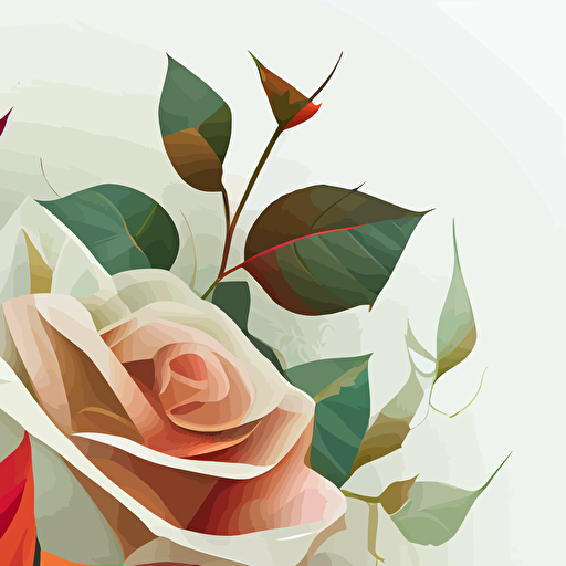 roses, vector, white background