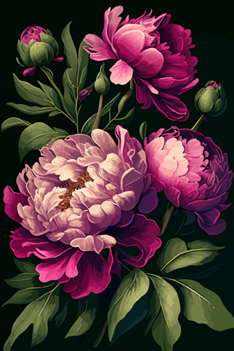 peonies, vector illustration, ultra high quality,