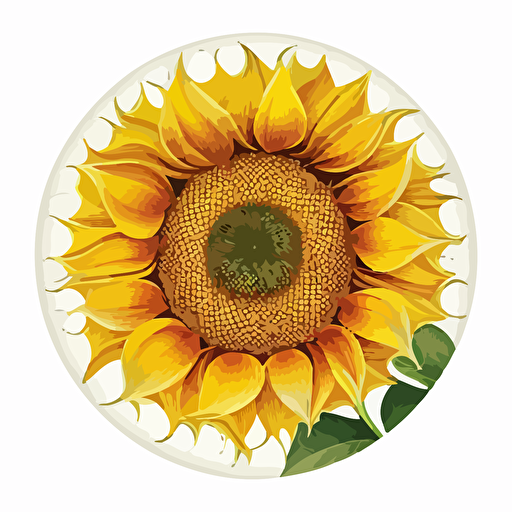 circular beautiful sunflower vector,in round circle, white background