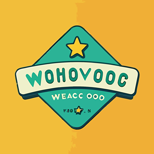 logo, combination mark logo, text is “Woo Hoo”, image simpsons, looks happy, geometric type for modern logo, vivid, vector, simple, flat, plain,smooth, low detail, minimal, white background