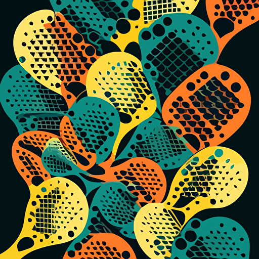 detailed vector illustration design pattern with pickleball racquets abstract