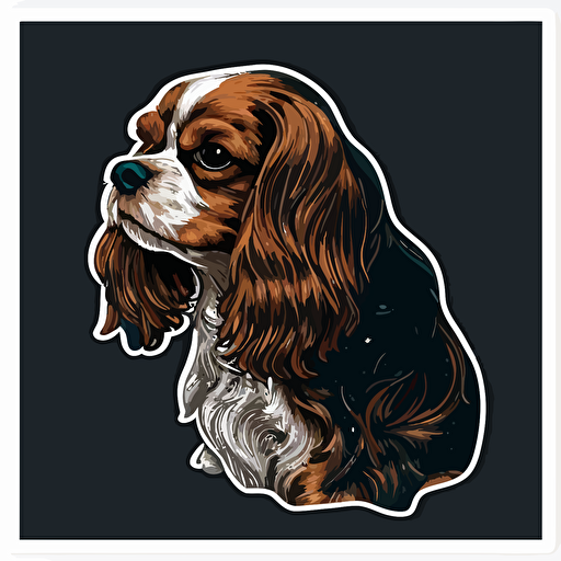 cavalier king charles spaniel vector art sticker