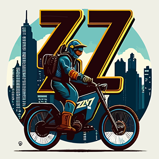 electric bike rider, super73, rx model, logo, sticker type, big numbers, new york city, vector