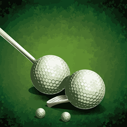 vector art golf ball on the green by a set of golf clubs
