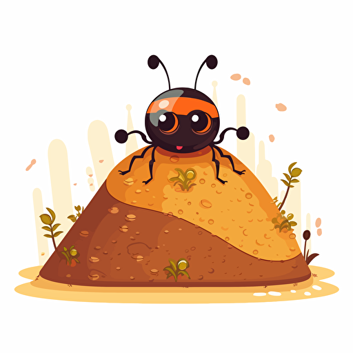 cute ant hill kawaii style, vector clipart