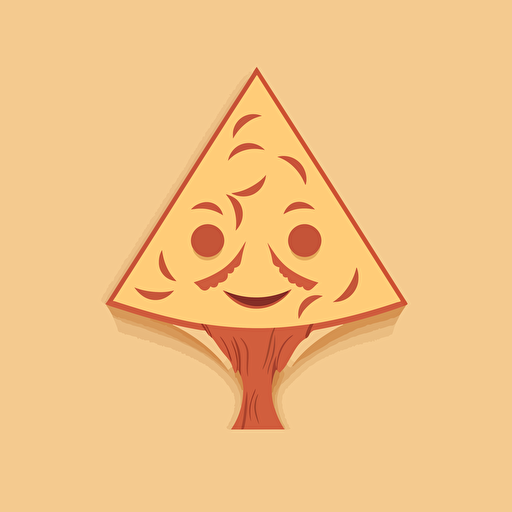 minimal brand logo, vector, clever, wes anderson, flat logo of a tree shaped like a pizza with teeth