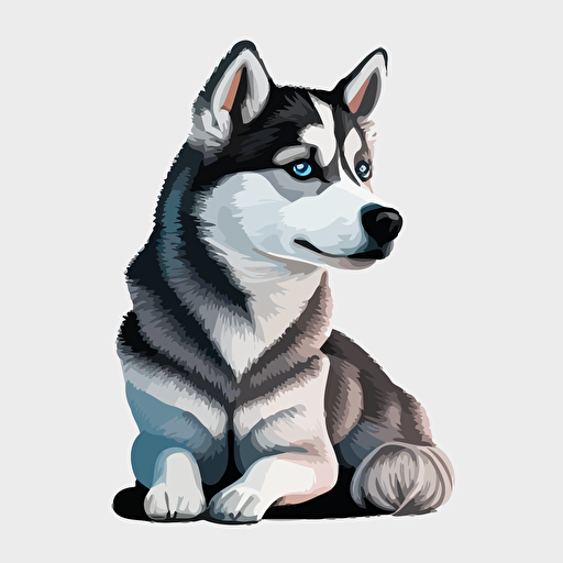 small husky cartoon vector style