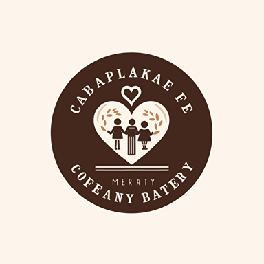 vector logo for a family bakery cafe, minimalism, the central element of the logo is a heart, an image of a family and baking