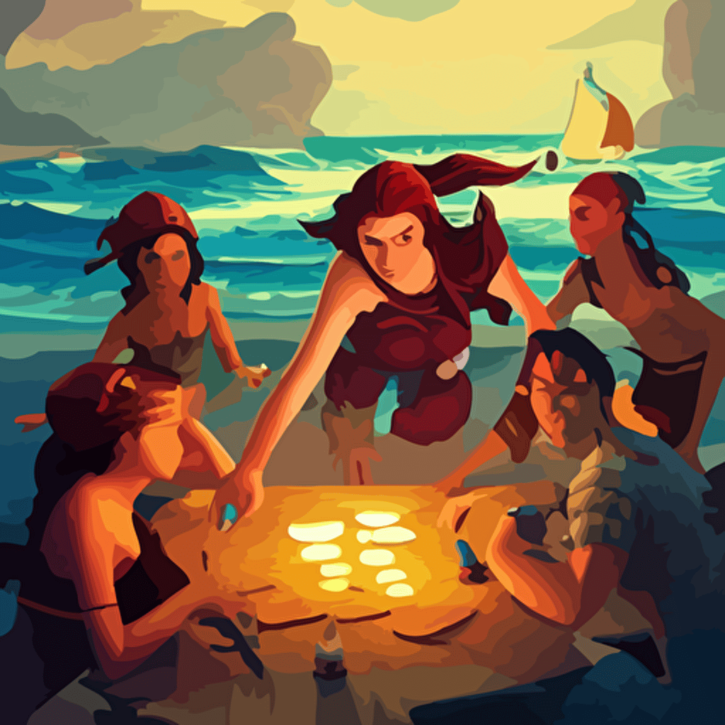 painting mermaid treasure sea thieves game avatar hero smooth face median photoshop filter cutout vector behance hd jesper ejsing rhads makoto shinkai lois van baarle ilya kuvshinov rossdraws global illumination