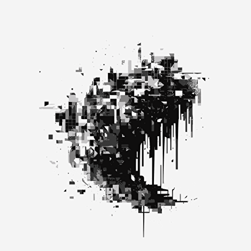 minimalistic vector logo of Twisted Pixels with a glitchy, pixelated typeface, black and white.