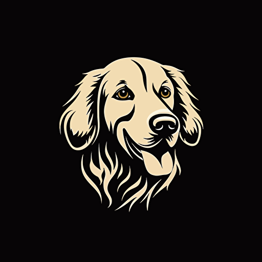 A vector logo of a golden retriever, minimalistic, simple, memorable, sincere, wholesome, black and white