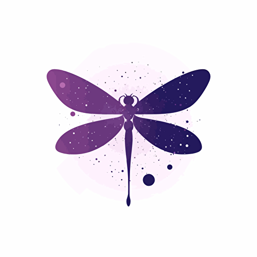 minimalist dragonfly logo, purple, bubbly, simple, vector