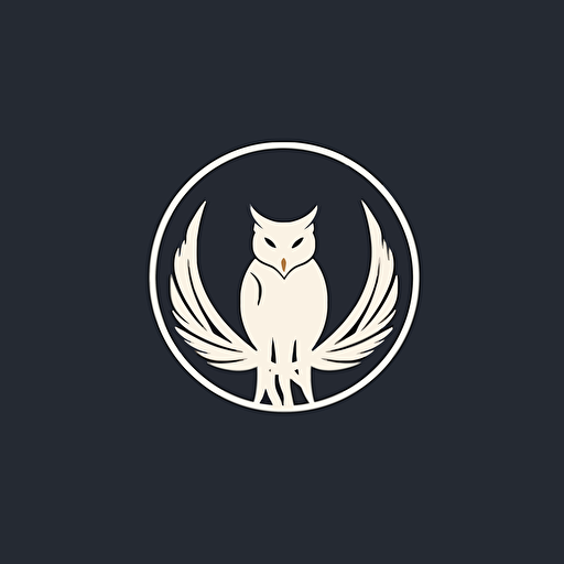 abstract vector minimal logo for design company, white barn owl style