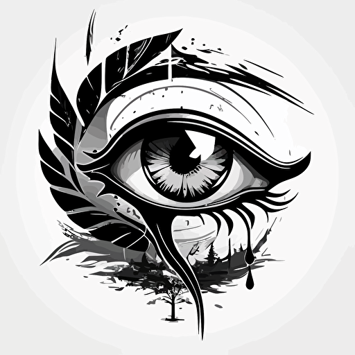 anime eye of horus, vector art, black and white