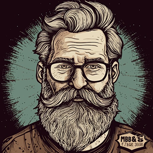 vector art style 38 year old white man, beard, in the style of Micheal Parks