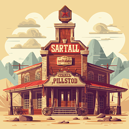flat vector illustration of old west style sign