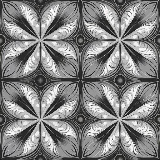 black and white vector, fabric pattern tile, seamless, no light, 2d flat, grayscale, no gradient, no shadows, fill frame,