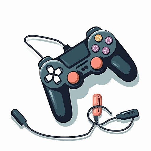 vector illustration of gamepad and cable