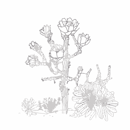 a single line drawing of a flowering cacus, vector art, simple, minimal
