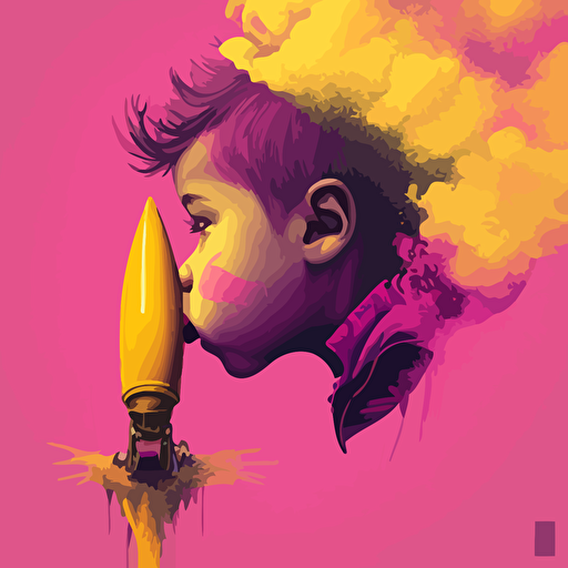 pink,yellow,vector,fantasy,face,young boy kissing a bullet