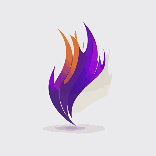 minimalist, logo, small flame, white background, purple, vector, no shadows