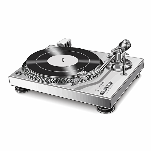 a turntable head without the turntable itself, vector 2d, on white background
