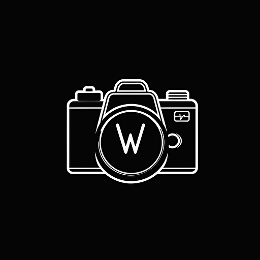 minimal line logo for viewer of cameras, vector, letter w