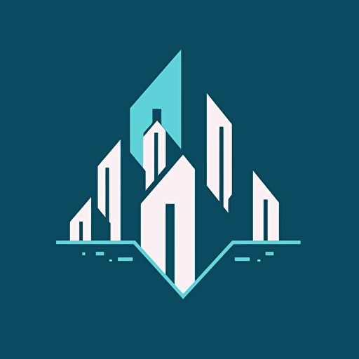 Create a very simple geometric real estate logo, vector style, downtown, simple