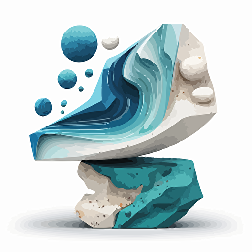 blue stone, vector illustration, white background, balanced asymmetry