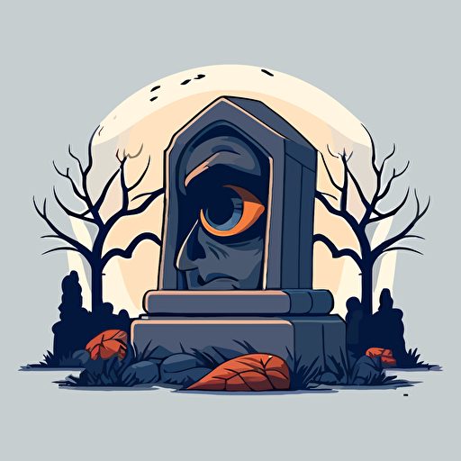 cyclops in cemetary, vector logo, vector art, emblem, simple cartoon, 2d