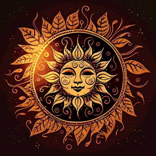 boho sun vectorial style design