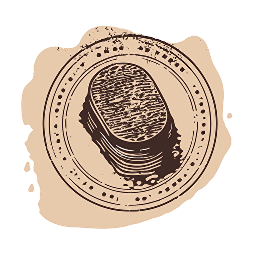 a traditional hand stamp viewed from the top in a vector art style on a white background