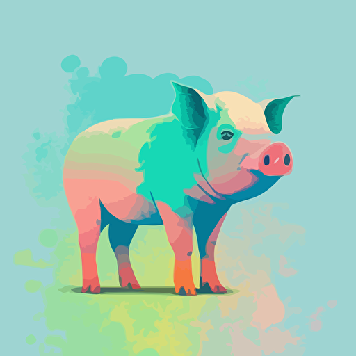 pig, vector, color background, illustration minimalism, vector, pastel colors