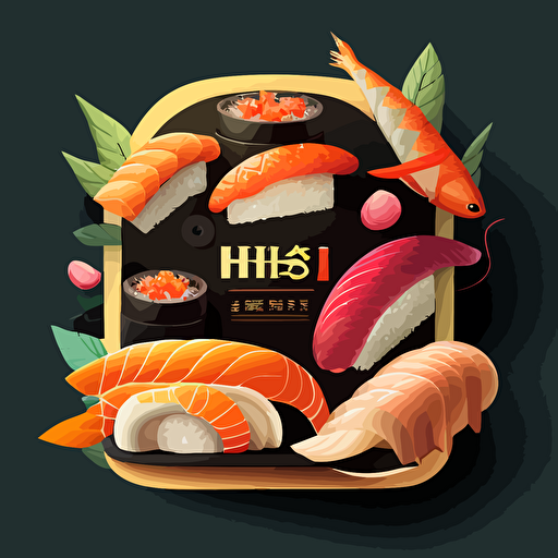 vector style sushi selection with a transparent backbackground. advert.