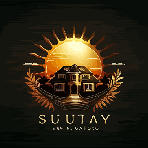 solar company logo with luxury home with sun vector
