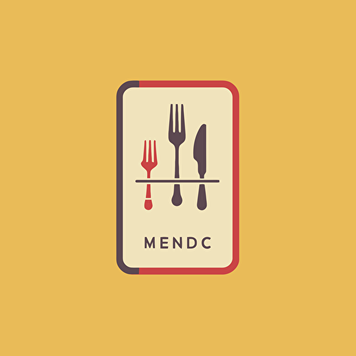 logo for restaurant menu, flat 2d, vector, minimalist, simple, warm colors, square with rounded corners, dribbble and behance inspired