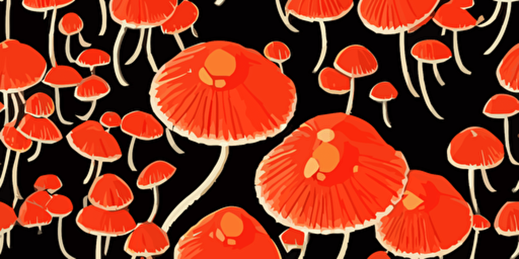 vector pattern of 20 red mushrooms