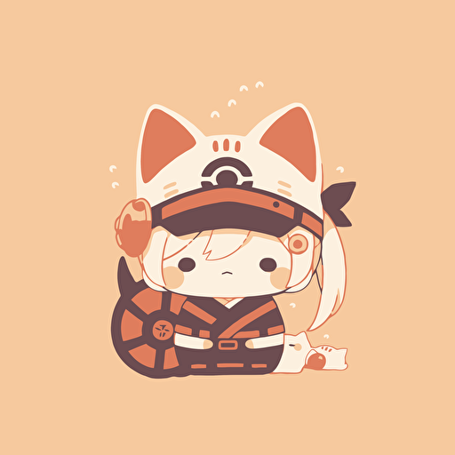 a cute 2D vector art style kitten dressed as Naruto