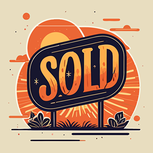 vector image, sign that says SOLD, soft illustration