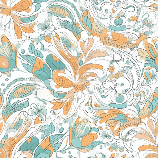 white background light colors boho style pattern. vector art. cartoon. simple. clean. space