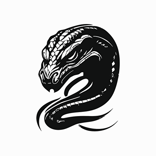 simple mascot iconic logo of snake black vector, on white background