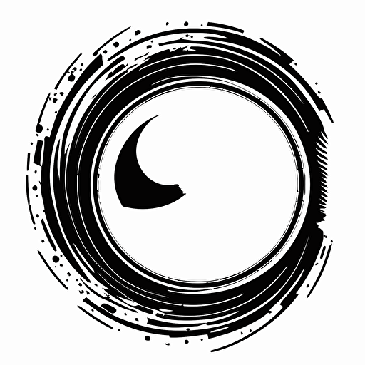 a simple logo of the traced border of a black hole, vector, line, white background