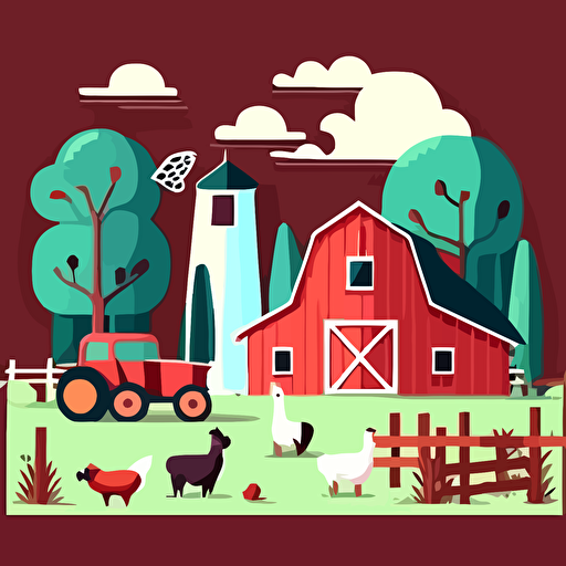 farm background, flat color vector art