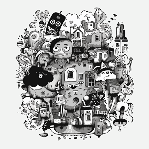 homelander doodle vector ilustration black an white