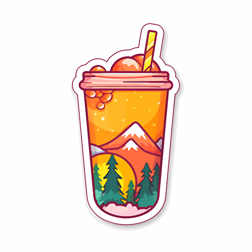 juiceworld, Sticker, chill, warm colours, contour, vector, white background