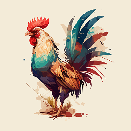 carta de un gallo con texana colorido en vector
