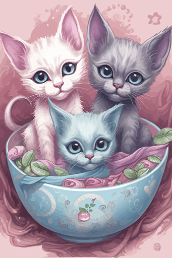 sweet tiny cat pastel style nursery vector Nadja Baxter Anne Stokes Nancy Noel Tara McPherson Kenny Scharf