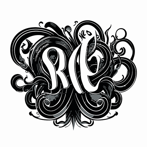 vector logo, 2d, black and white. Tentacle font