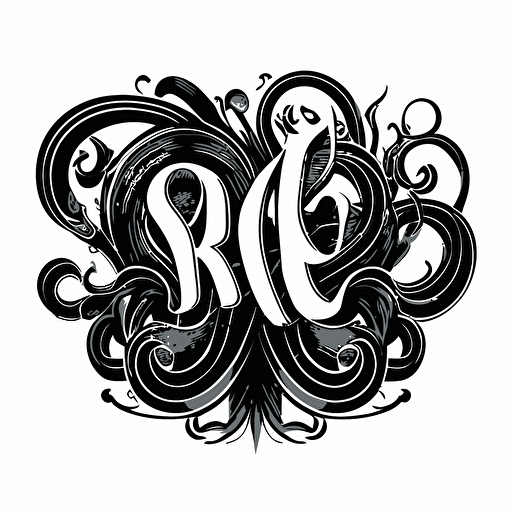 Vector logo, black and white, Tentacle font, vector illustration